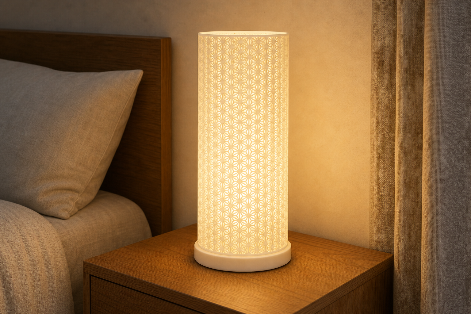 AI productfoto van de SpotOn3D Kumiko LED Large met correcte hoge verhouding en warm LED-licht
